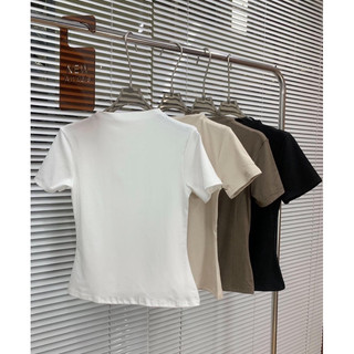 Áo thun cộc tay cao cổ dáng babytee basic form ôm