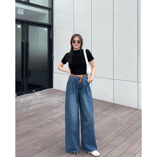 Áo thun cộc tay cao cổ dáng babytee basic form ôm