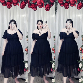 [BIGSIZE LINH NGUYỄN] ĐẦM MAXI PHOM DÀI THẮT NGỰC CỘT CỔ 60-90kg