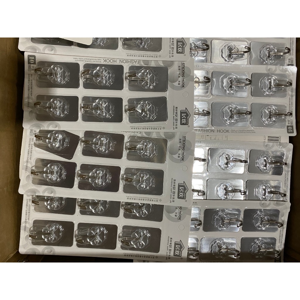 Vỉ 6 móc dán tường trong suốt bản to LOẠI XỊN