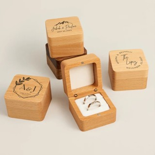 [HÀNG SẴN] Hộp gỗ đựng nhẫn cưới khắc tên cô dâu chú rể decor wedding