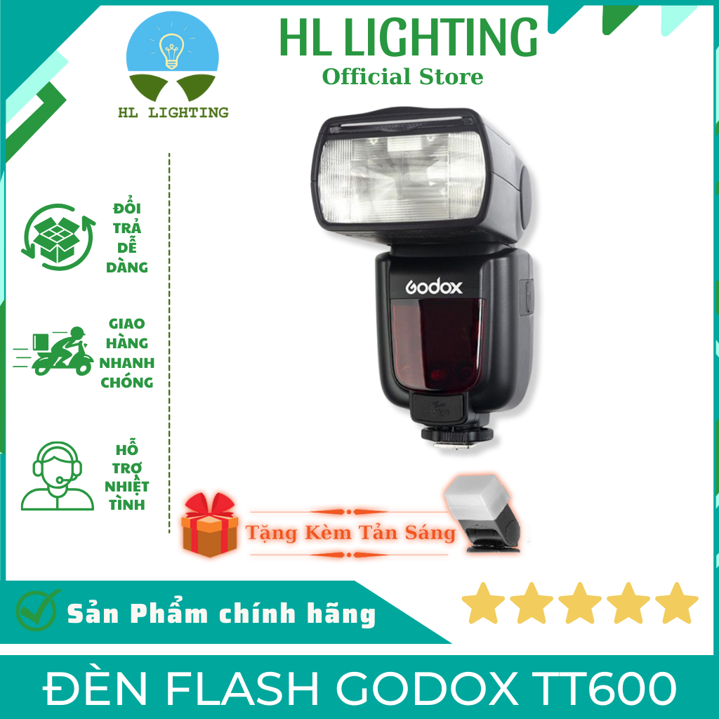 Đèn Flash Godox TT600 Hệ Thống Vô Tuyến 2.4GHz X - HL Lighting - Tặng Kèm Tản Sáng