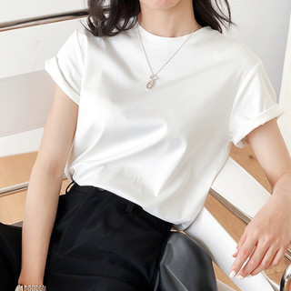Áo thun trơn nữ cổ tròn tay ngắn chất cotton 100% màu trắng size s m l