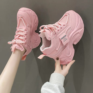 (SẴN HỒNG 35, ĐEN 38,39) Giày thể thao thời trang độn đế 10,5cm (sz34-39)