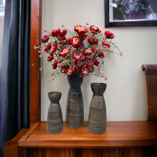Bình cắm hoa dáng sake vân ganh gốm mộc bát tràng, bình hoa, lọ hoa dáng sake gốm mộc, bình cắm hoa, decor, trang trí