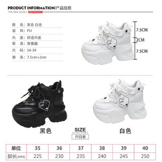 (SẴN TRẮNG 34) Giày thể thao thời trang độn đế 10,5cm (sz34-39)