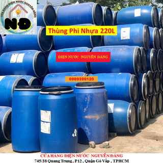 Thùng phuy nhựa cũ xanh 220l , thùng phi nhựa cũ 220l , thùng đựng nước 220l,...