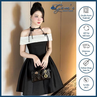 VÁY / ĐẦM TRỄ VAI CHOCKER NƠ BƯỚM SANG CHẢNH ( sẵn mút ngực)