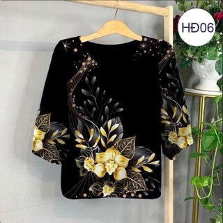 TH4- Áo kiểu trung niên nữ chất lụa mềm mịn mát tặng bà tặng mẹ