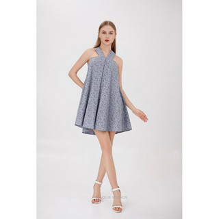 Olib i đầm yếm vải xô hoạ tiết - babe dress