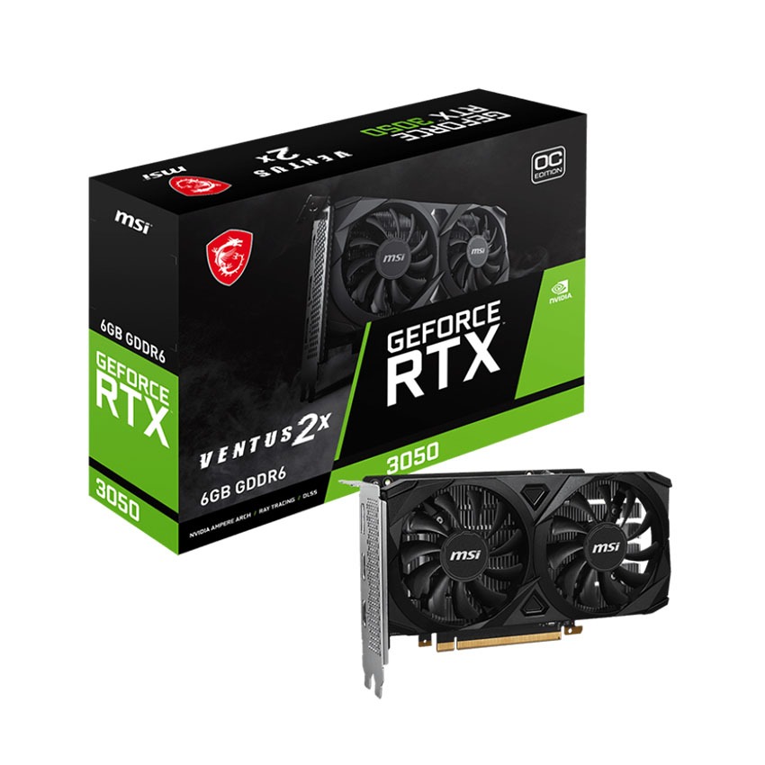 VGA CARD MÀN HÌNH MSI RTX 3050 VENTUS 2X 6G OC (Hàng chính hãng - Bảo hành 36 tháng) | BigBuy360 - bigbuy360.vn