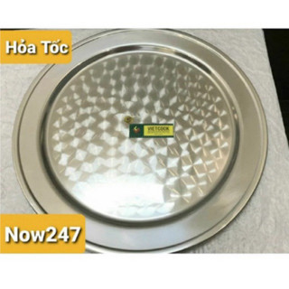 Mâm cơm inox 304 size lớn 52 cm, 56 cm mâm inox tròn 304 mâm bê cỗ size to vietcook chính hãng tiện sử dụng