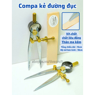 Compa đồng kẻ đường đục Dụng cụ làm đồ da thủ công - handmade