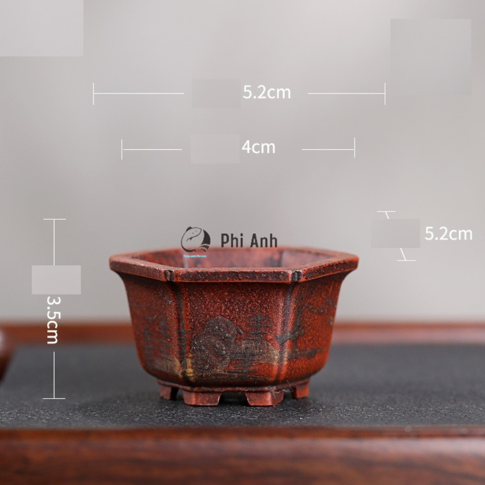 Chậu tàu siêu mini gốm tử sa cao cấp Chu nê