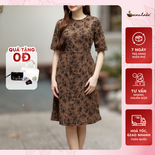 SWANLAKE | Váy Đầm Chiết Eo Vải Cotton Thun Gân Nhung Bông Mềm Mịn Co Giãn Thấm Hút Thanh Lịch Sang Trọng - D11257LW01