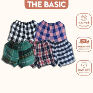 Quần Short Kẻ Caro Nam Nữ THE BASIC Mặc Ngủ Ở Nhà Chất Cotton Mát Mềm Mịn, Co Giãn, Vận Động Thể Thao Thoải Mái.