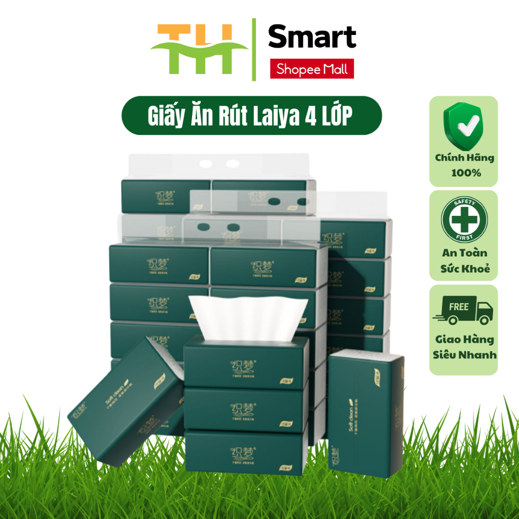 Giấy rút Laiya - Giấy Ăn Rút Zhongxing-Giấy 4 lớp Siêu Dai mịn