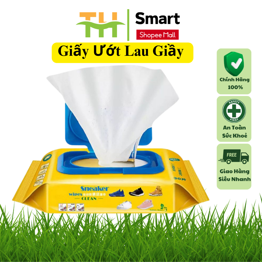 Khăn Giấy Lau Giầy Sneaker - Siêu sạch, Tiện Dụng, Gói 30 Tờ Vệ Sinh Giày Không Hoá Chất Làm Hại Vải