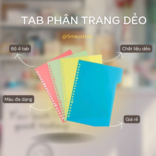 Set 4 tab phân trang cho sổ planner binder loose leaf A4 A5 B5 20 26 30 lỗ