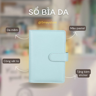 Sổ da A5, A6 bìa còng trơn planner và bullet journal pastel sổ ruột line sticker