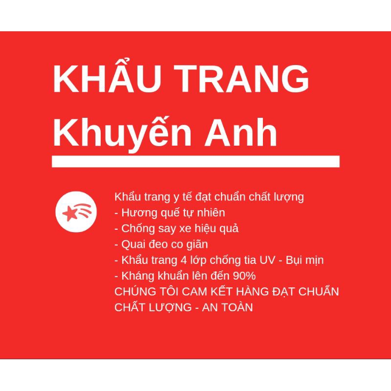 Khẩu trang y tế Khuyến Anh 5d hương quế tự nhiên - Hộp 50 chiếc