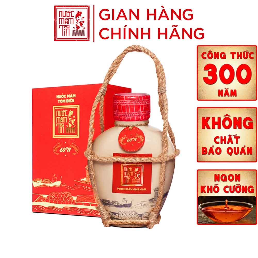 01 Bình gốm Nước mắm Tôm Biển Truyền Thống 60N đạm - Nước mắm Tĩn - 500ml Thơm Ngon Hảo Hạng