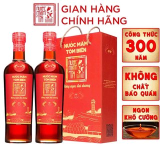 Combo 02 Chai Nước Mắm Tôm Biển độ đạm 45N tự nhiên - Nước Mắm Tĩn 500ml/chai Hồng Ngọc Đại Dương nguyên chất