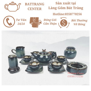 (SIÊU HOT)Bộ Ấm Chén Pha Trà Hoả Biến Bát Tràng-HOT NHẤT HIỆN NAY,men Thiên Thanh