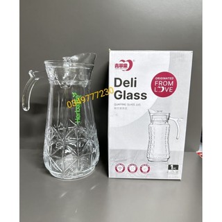 Bình trà thủy tinh deli logo HBL, thể tích 1,7 lít