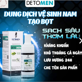 Detomen dung dịch vệ sinh nam, bọt vệ sinh, an toàn, sạch sẽ, thoáng mát, hỗ trợ giảm hạt ngọc nam giới, 100ml