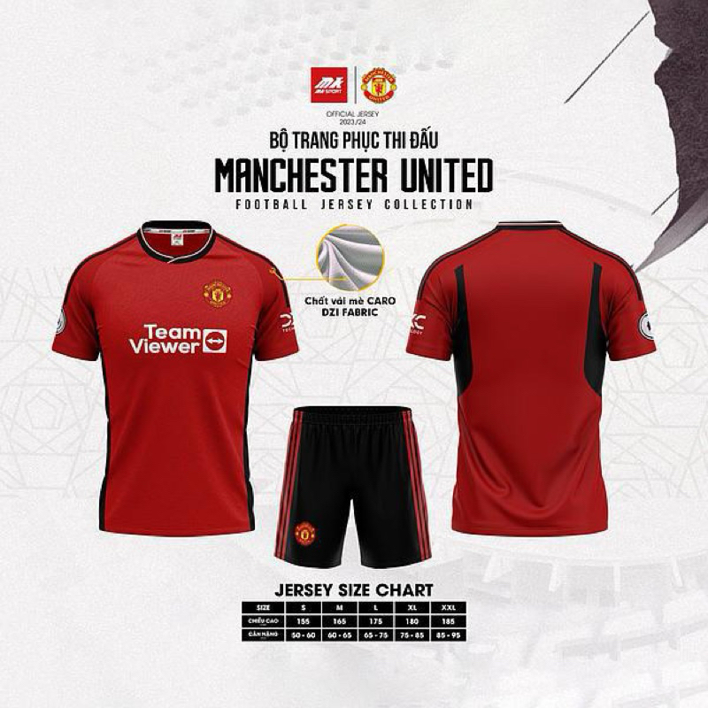 Quần Áo Bóng Đá Man United Mùa Giải 23-24 Vải Mè Hàn Mk sport