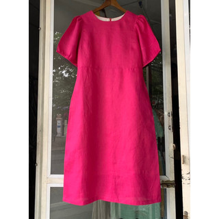 Đầm linen tưng premium màu hồng sen mã mm6