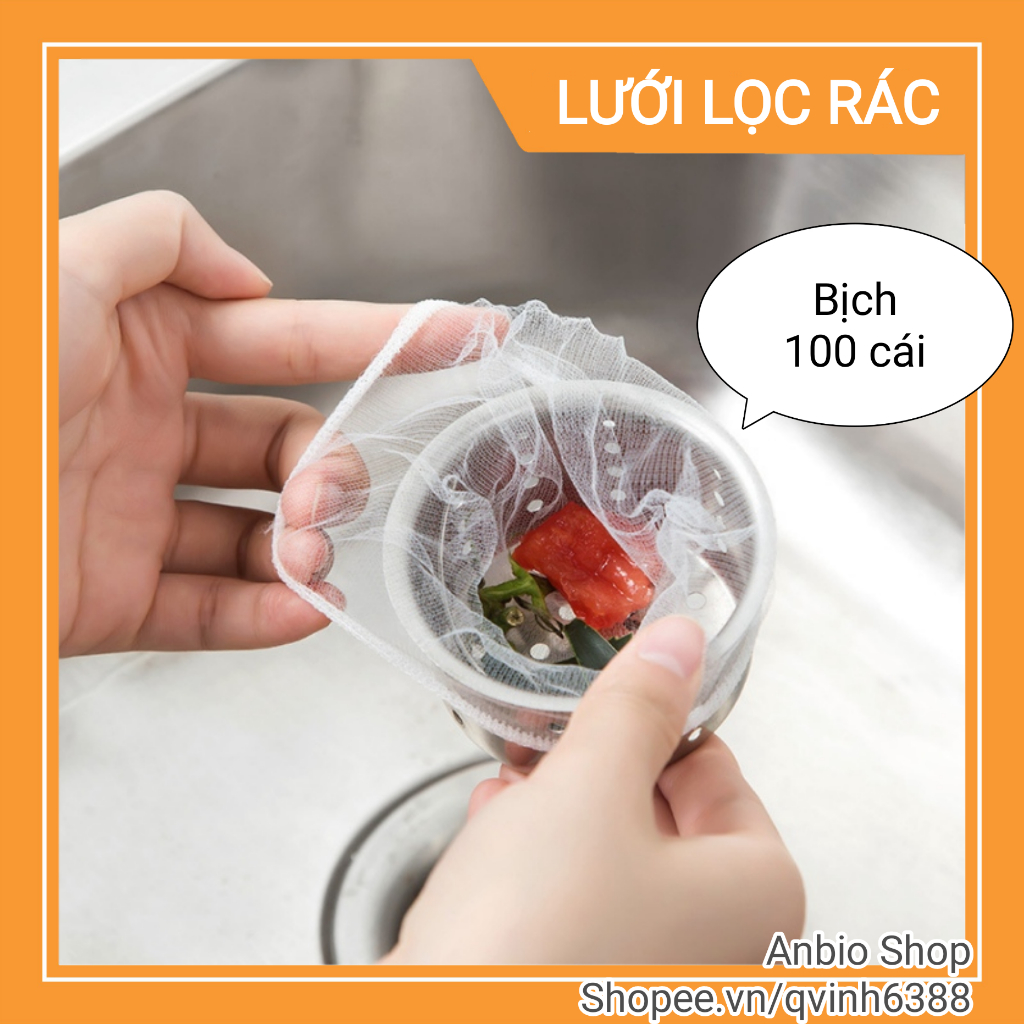 Combo 100 túi lưới lọc rác bồn rửa chén, cống thoát nước