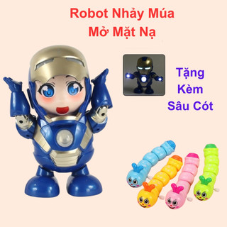 Robot nhảy múa đồ chơi robot phát nhạc robot iron woman (Tặng sâu cót) nhựa cao cấp loại 1 có đèn sáng và nhạc vui nhộn