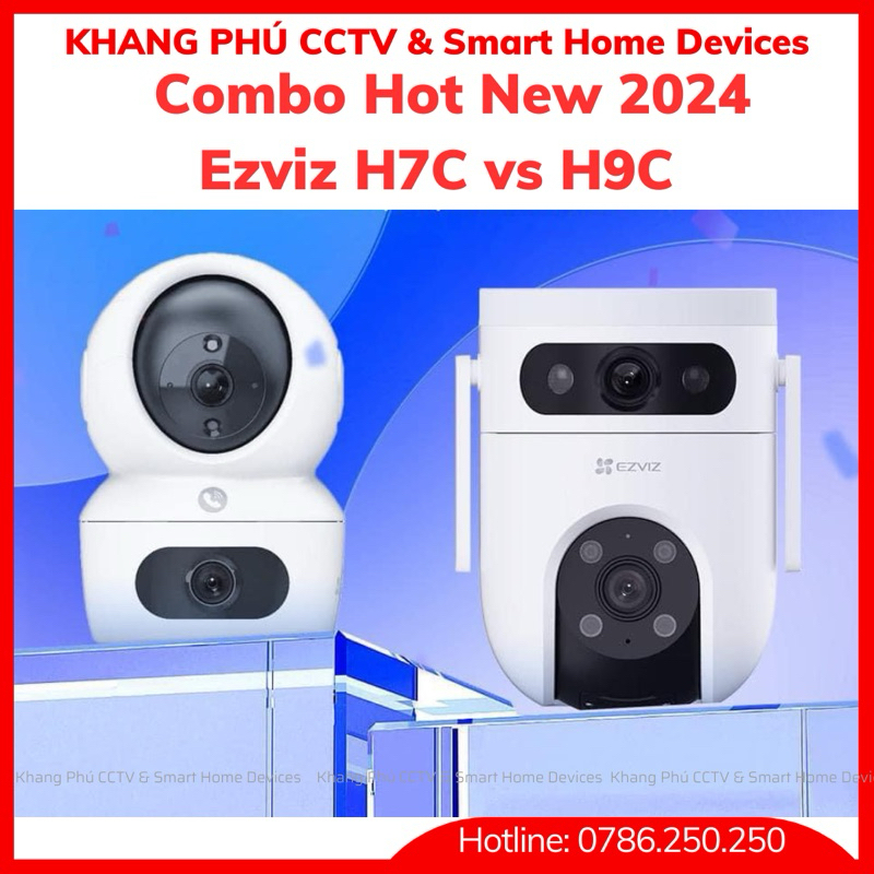 Camera Wifi 2 Mắt EZVIZ H9C 2K 3MP Ngoài Trời, Ezviz H7C 2K+ 4MP Có Màu Ban Đêm, Xoay 360 độ, Đàm Th