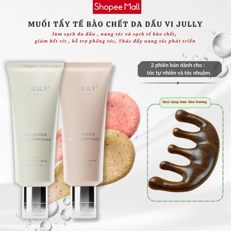 Muối tẩy tế bào chết da đầu Vi Jully 120g làm sạch da đầu, phồng chân tóc, tóc lâu bết