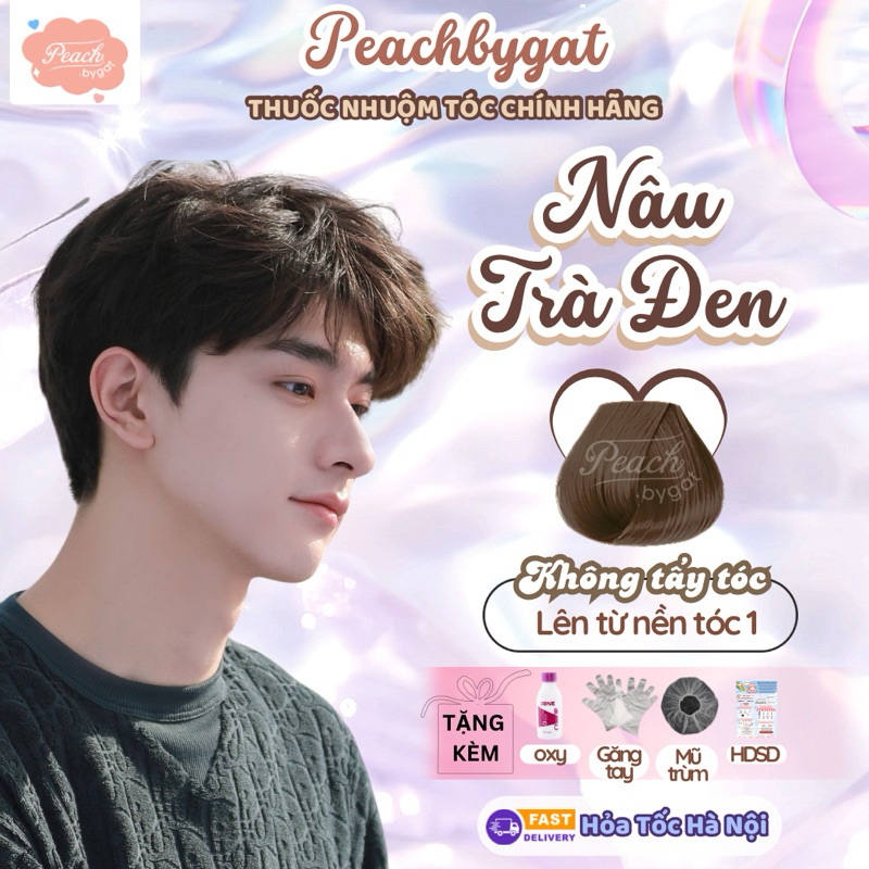 Thuốc nhuộm tóc Nam màu Nâu Trà Đen không cần sử dụng thuốc tẩy tóc của Peachbygat , Peach bygat , Peach.bygat