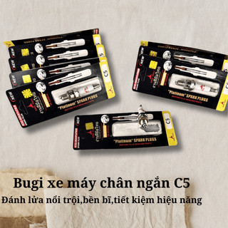 Bugi xe máy bạch kim Platinum Thái Lan chân ngắn c5 đánh lửa động cơ