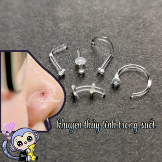 Khuyên Thủy Tinh Trong Suốt ( 1 chiếc ) ; Khuyên tai / Mũi / Môi / Lông mày . Glass