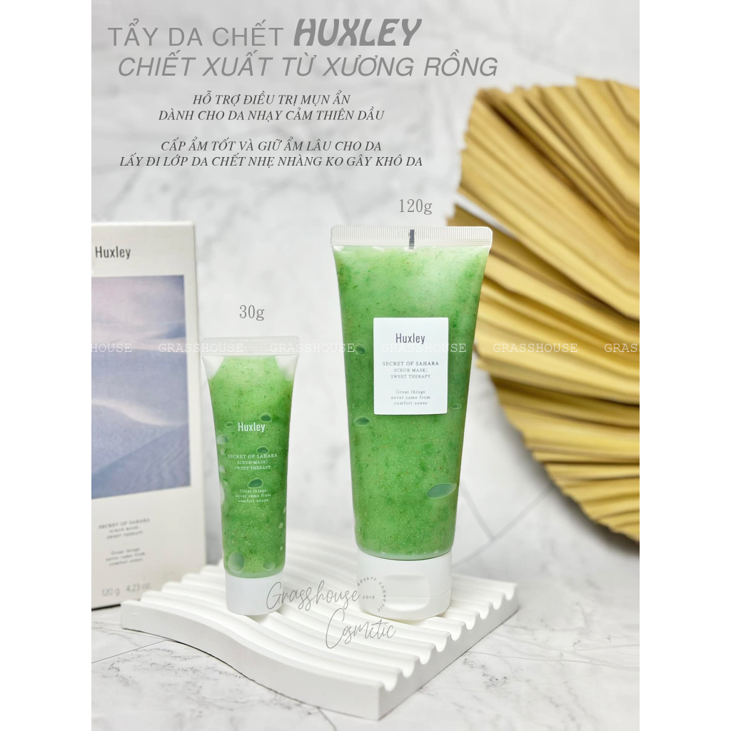 TẨY TẾ BÀO CHẾT XƯƠNG RỒNG CHO DA MẶT HUXLEY SWEET THERAPY 30G / 120G (TẨY DA CHẾT VẬT LÝ)