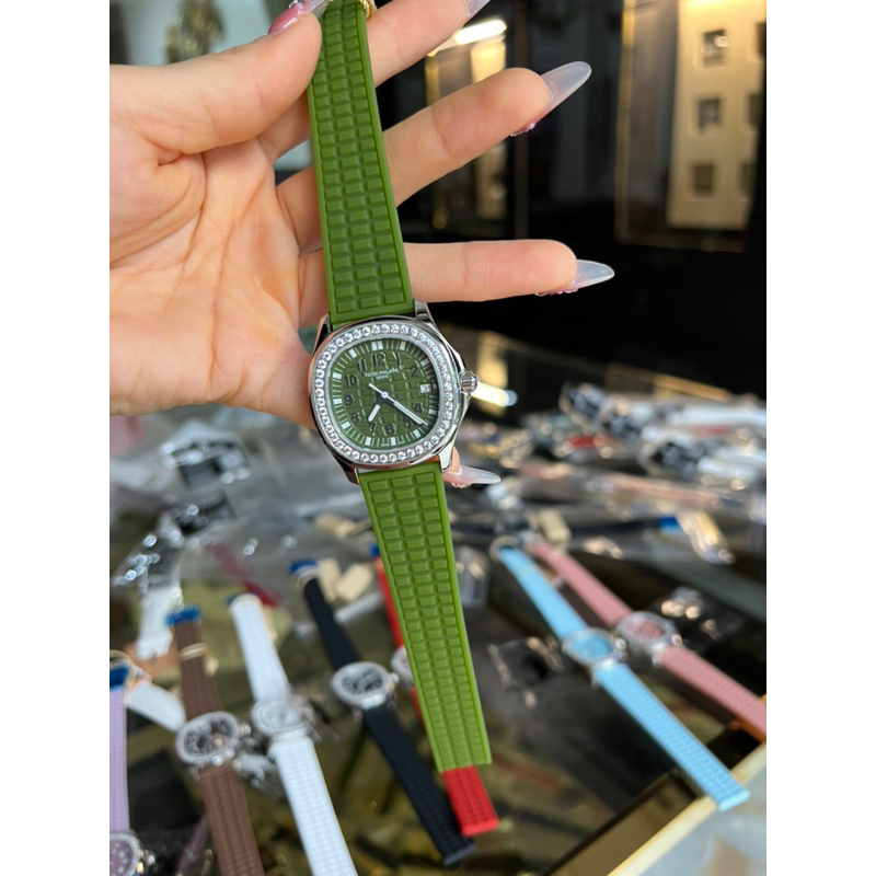 Đồng hồ Patekkk Philippee  Lady nữ dây Silicon cao cấp chuẩn loại 1 mặt vuông đính đá sáng