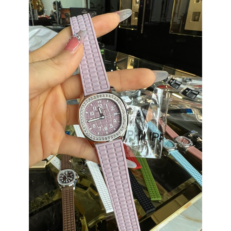 Đồng hồ Patekkk Philippee  Lady nữ dây Silicon cao cấp chuẩn loại 1 mặt vuông đính đá sáng
