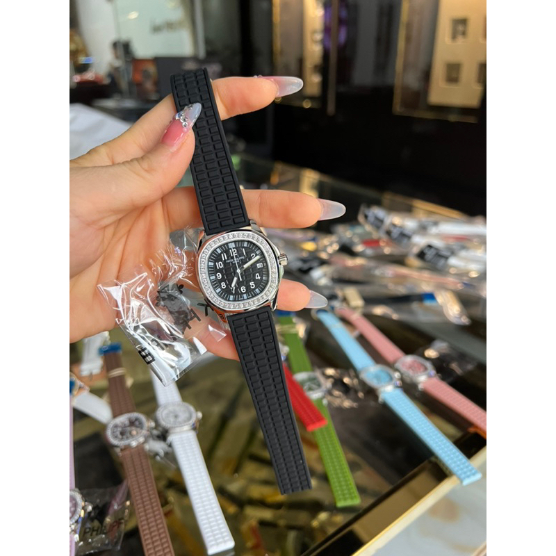 Đồng hồ Patekkk Philippee  Lady nữ dây Silicon cao cấp chuẩn loại 1 mặt vuông đính đá sáng