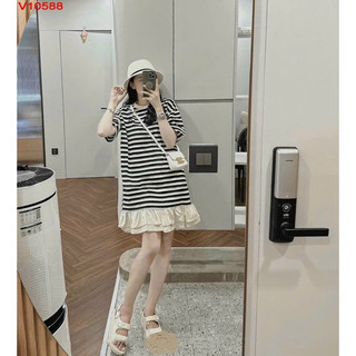 Váy Bầu Đầm Bầu Kẻ Đuôi Cá
