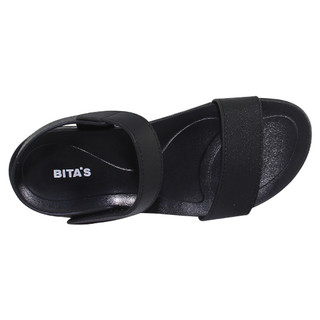Sandal đế bằng nữ Bita's SHANA.02 (Đen + Kem + Vàng bò)