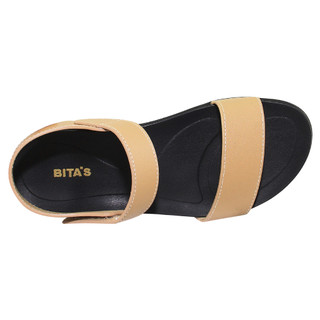 Sandal đế bằng nữ Bita's SHANA.02 (Đen + Kem + Vàng bò)