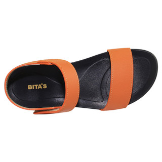 Sandal đế bằng nữ Bita's SHANA.02 (Đen + Kem + Vàng bò)