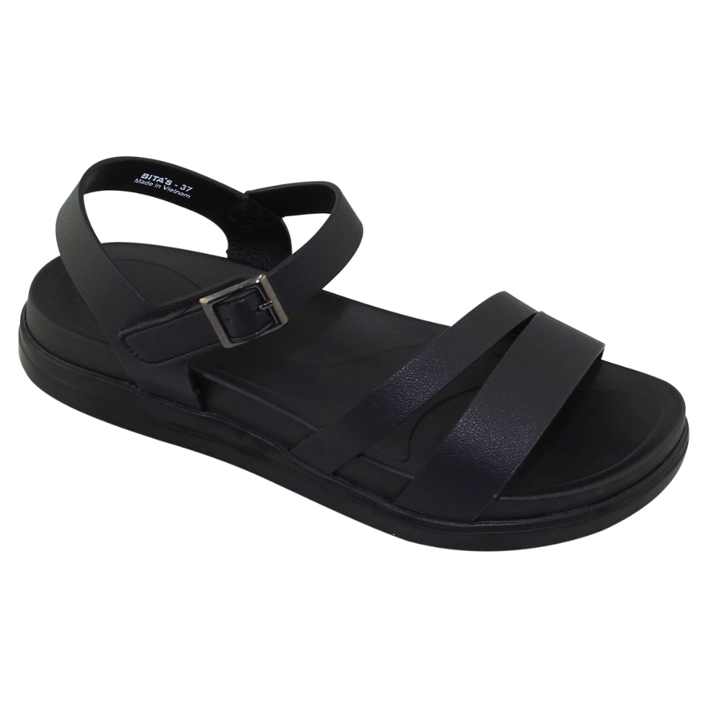 Sandal đế bằng nữ Bita's SHANA.03 (Đen + Kem + Vàng bò)