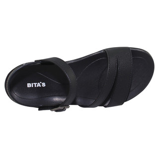 Sandal đế bằng nữ Bita's SHANA.03 (Đen + Kem + Vàng bò)