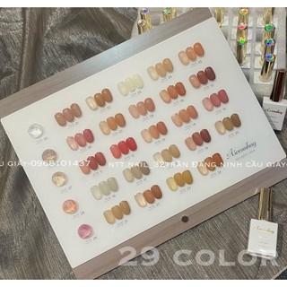 Set sơn thạch đục chính hãng 29 màu thạch nhũ set sơn móng tay dạng gel thạch đặc mướt tặng kèm bảng màu gỗ hachinail